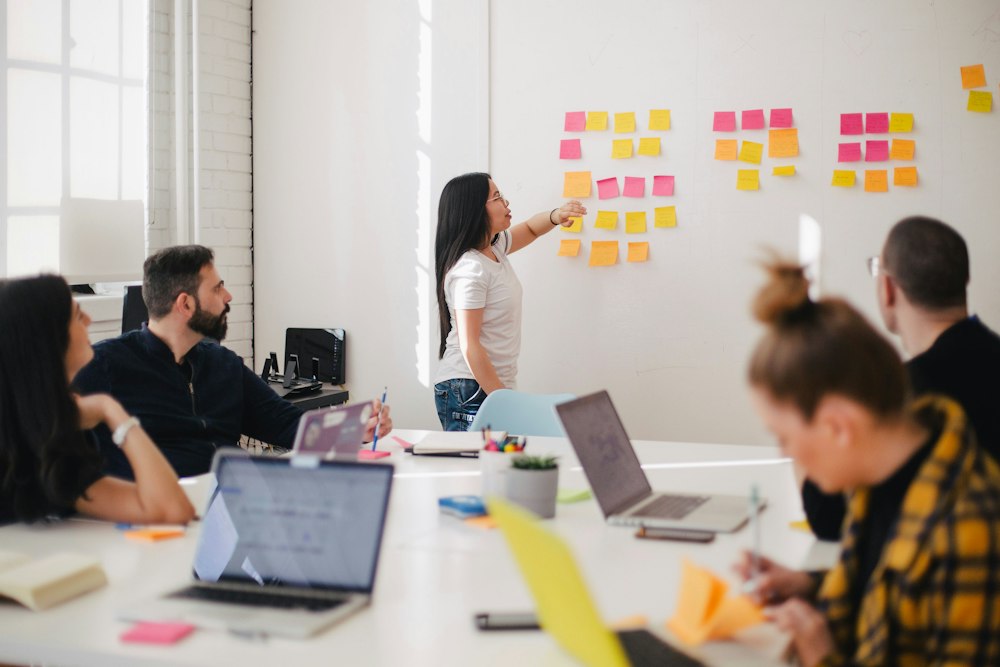 Professional team collaborating in a modern office